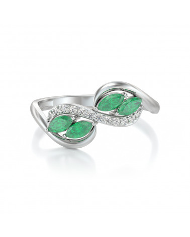 925 Silber Smaragd Diamanten Ringe ADEN - 3