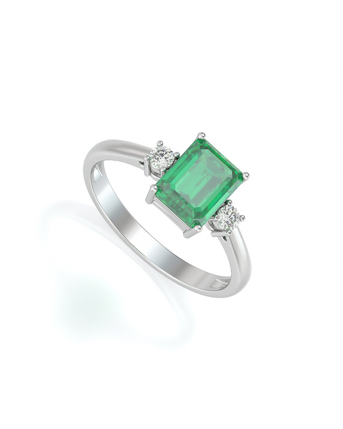 Anillo THÉA ARGENT Esmeralda y Diamantes - Plata 925
