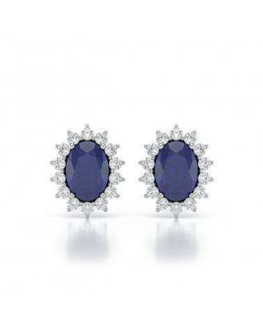 925 Silver Sapphire Diamonds Earrings ADEN - 1