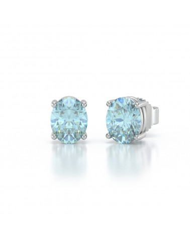 925 Silver Aquamarine Earrings ADEN - 3