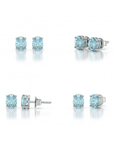 925 Silver Aquamarine Earrings ADEN - 2