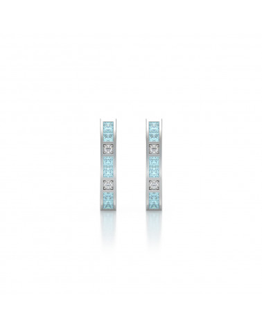925 Silver Aquamarine Diamonds Earrings ADEN - 3