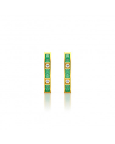 14K Gold Emerald Diamonds Earrings ADEN - 3