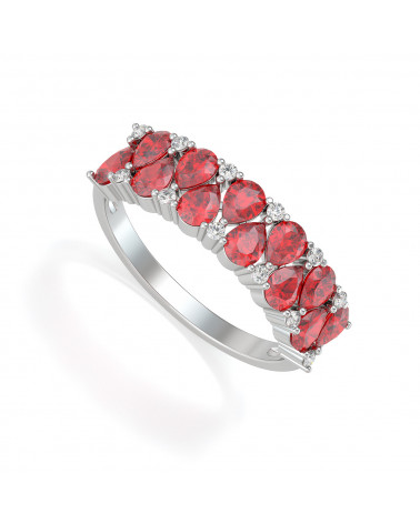 Bague Or Blanc Rubis et diamants 2.29grs ADEN - 1