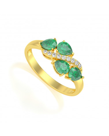 gold emerald diamonds ring