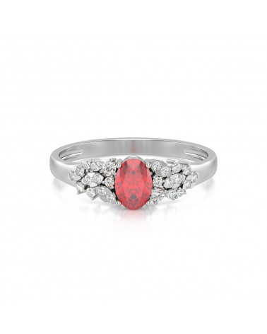 925 Silver Ruby Diamonds Ring ADEN - 3