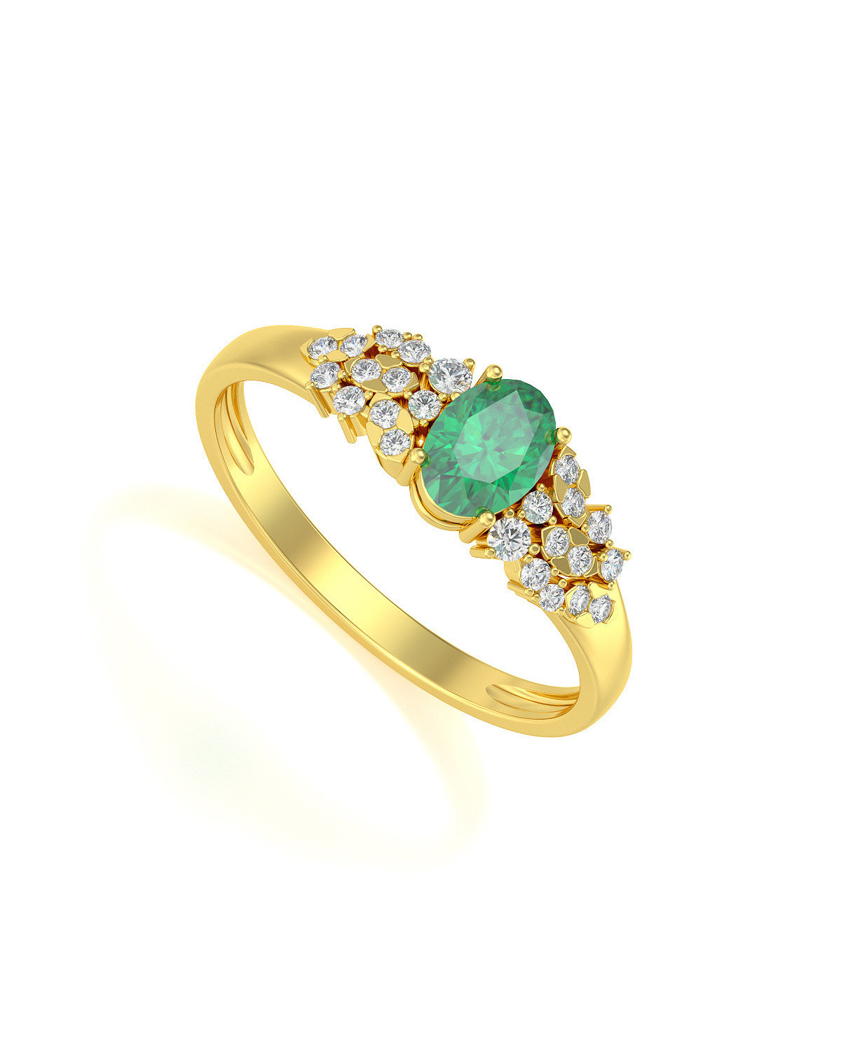 Bague Or Jaune Emeraude et diamants 2.934grs