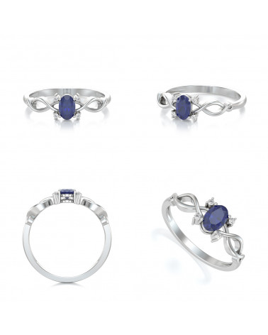 925 Silver Sapphire Diamonds Ring ADEN - 2
