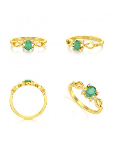 Gold Smaragd Diamanten Ringe ADEN - 2