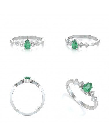 Bague Or Blanc Emeraude et diamants 1.296grs ADEN - 2