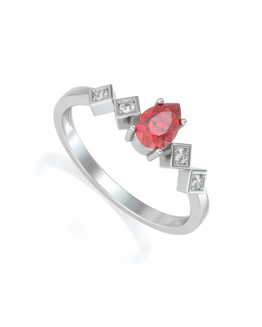 Bague Rubis et diamants sur Argent 925 1.296grs ADEN - 1