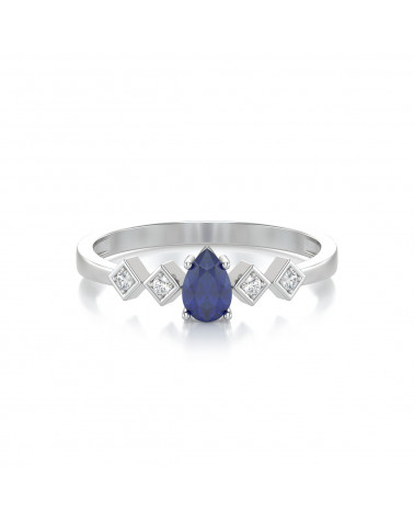Gold Sapphire Diamonds Ring 1.296grs ADEN - 3