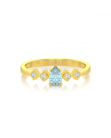 Gold Aquamarin Diamanten Ringe 1.296grs ADEN - 3