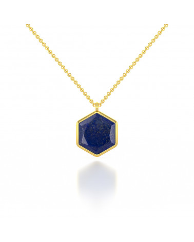 Collier Lapis Lazuli facettées sur Argent 925-000 doré à l'or fin ADEN - 1