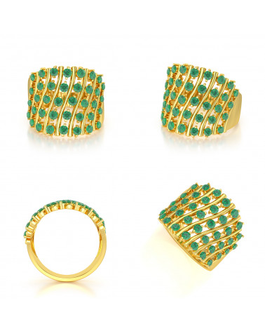 Gold Emerald Diamonds Ring 1.32grs ADEN - 2