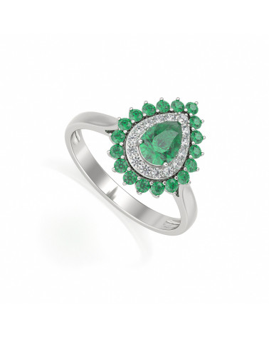 925 Silber Smaragd Diamanten Ringe ADEN - 1