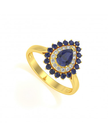 Gold Sapphire Diamonds Ring ADEN - 1