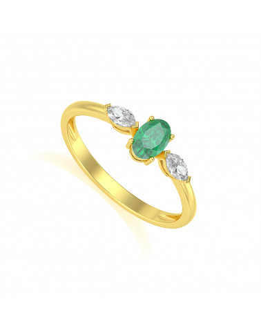 Gold Emerald Diamonds Ring ADEN - 1