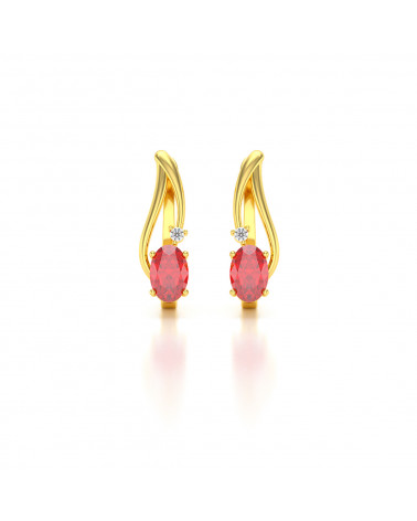 14K Gold Ruby Diamonds Earrings ADEN - 1