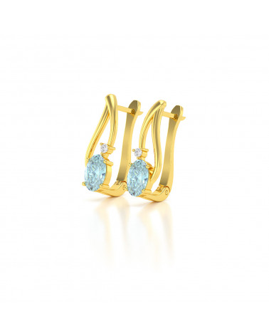 14K Gold Aquamarin Diamanten Ohrringe ADEN - 3