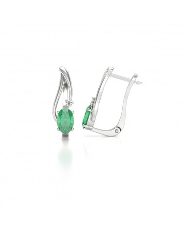 Orecchini in Smeraldo Diamanti Argento 925 ADEN - 4