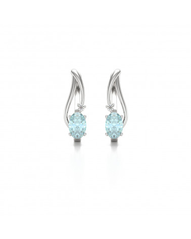 925 Silber Aquamarin Diamanten Ohrringe ADEN - 1