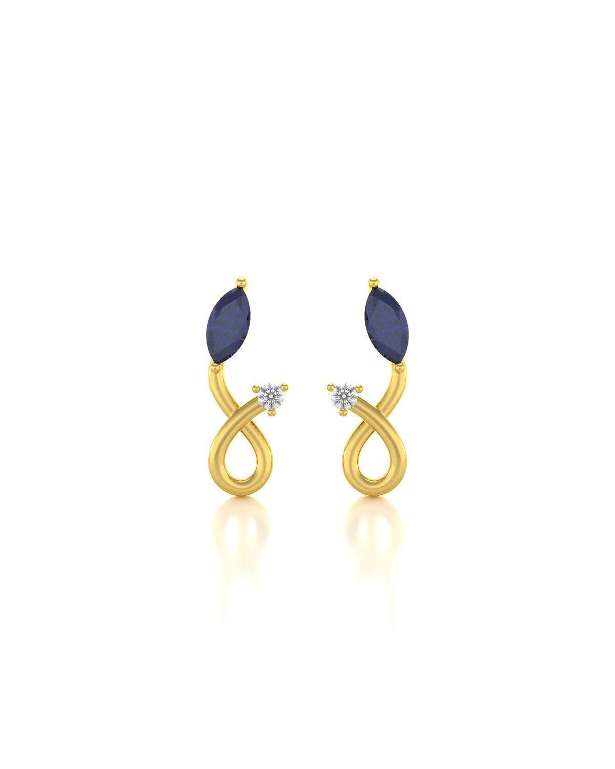 Gold Sapphire Diamonds Earrings