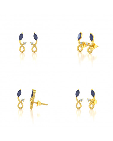 Gold Sapphire Diamonds Earrings ADEN - 2