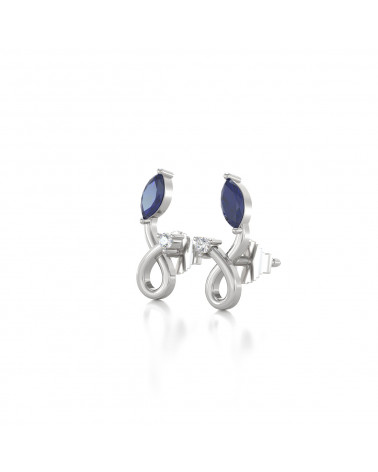 Gold Sapphire Diamonds Earrings ADEN - 3