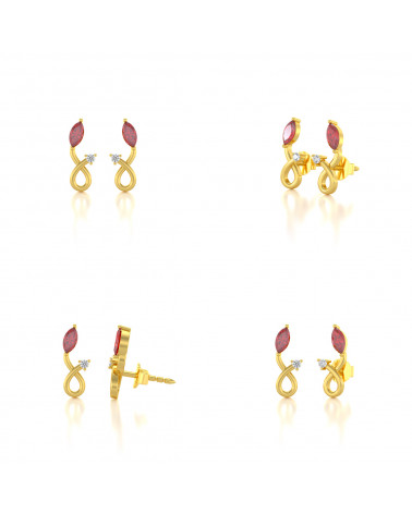 14K Gold Ruby Diamonds Earrings ADEN - 2