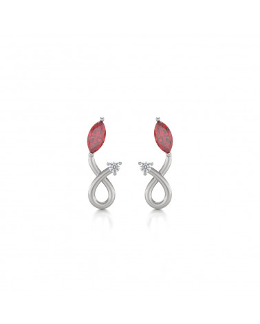 925 Silver Ruby Diamonds Earrings ADEN - 1