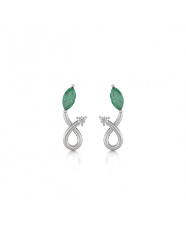 925 Silber Smaragd Diamanten Ohrringe ADEN - 1