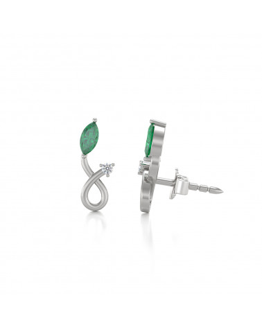 925 Silber Smaragd Diamanten Ohrringe ADEN - 4