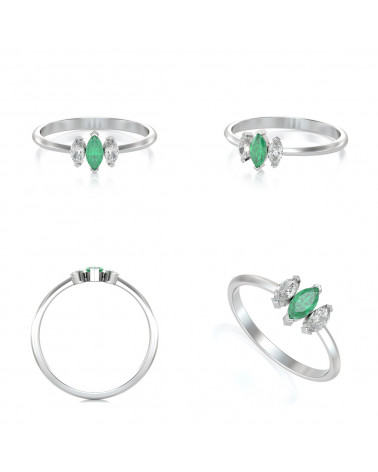 Anelli Oro Smeraldo diamanti ADEN - 2