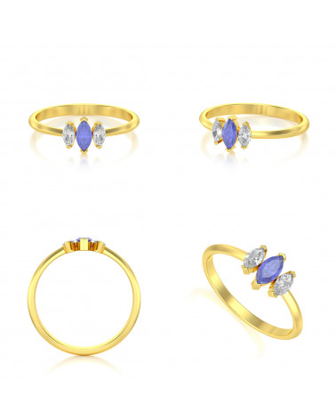 Gold Tanzanite Diamonds Ring ADEN - 2