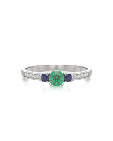 925 Silver Emerald Diamonds Ring ADEN - 3