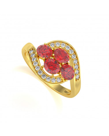Gold Ruby Diamonds Ring ADEN - 1