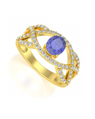 Gold Tanzanite Diamonds Ring ADEN - 1