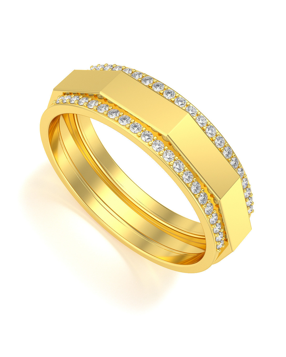 Gold Onyx Diamonds Biker Ring ADEN - 1