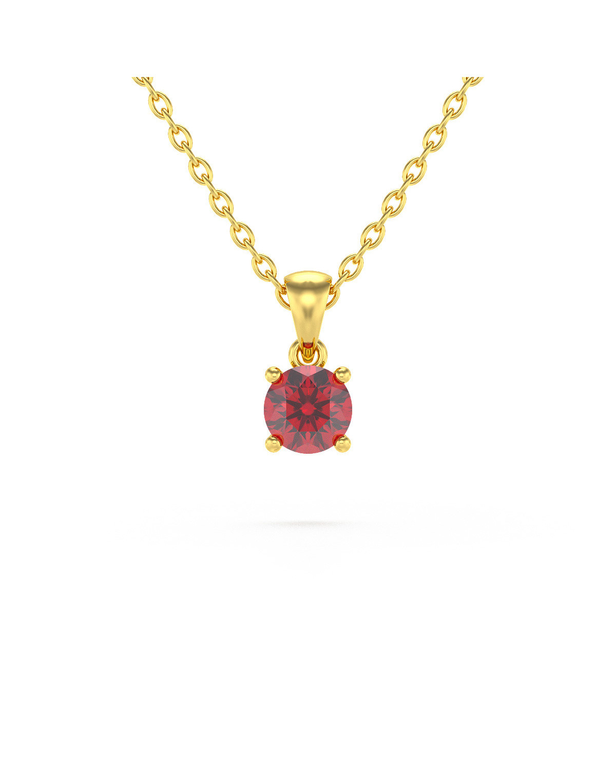 14K Gold Ruby Necklace Pendant Gold Chain included ADEN - 1