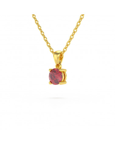 Collier Pendentif Or Jaune Rubis Chaine Or incluse 0.23grs ADEN - 3