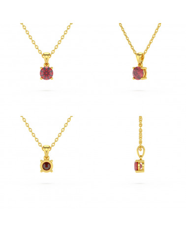 14K Gold Ruby Necklace Pendant Gold Chain included ADEN - 2