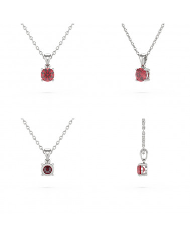925 Silver Ruby Necklace Pendant Chain included ADEN - 2