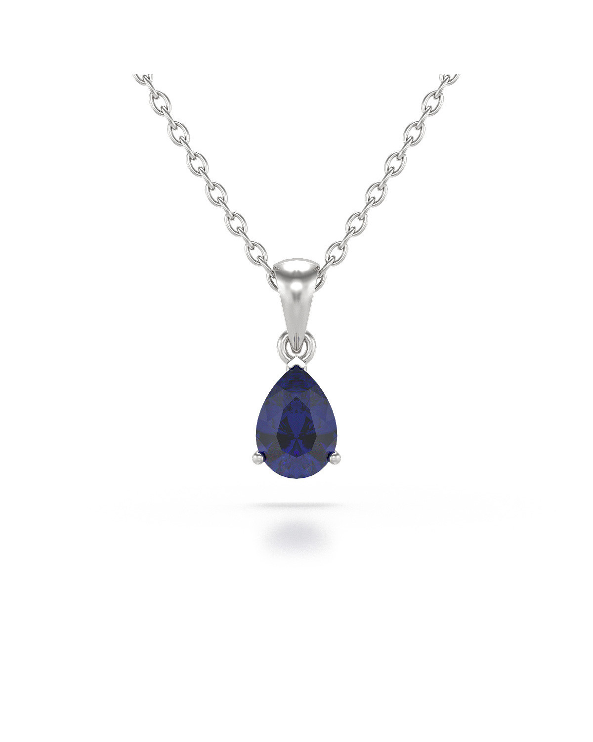 Pendentif Elsa - Or Blanc, Saphir Taille Poire