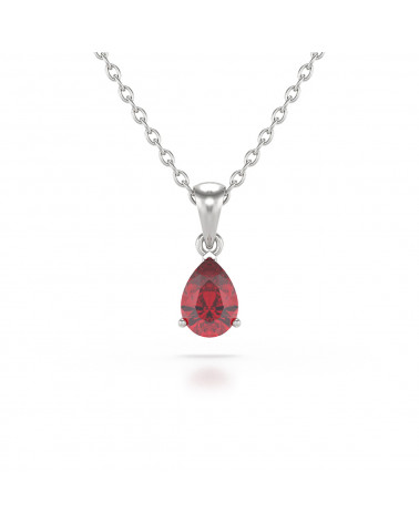Pendentif Elsa en or blanc serti d'un rubis taille poire
