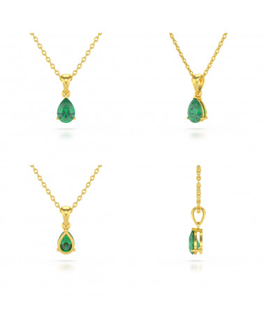 14K Gold Emerald Necklace Pendant Gold Chain included ADEN - 2