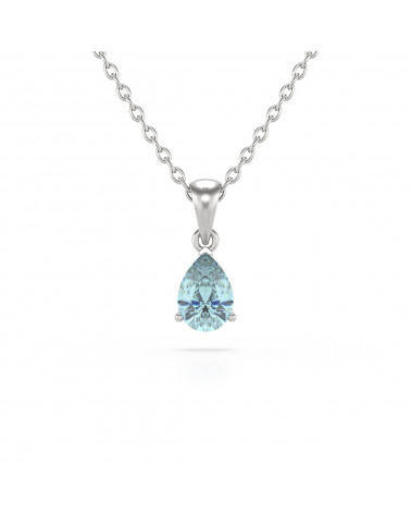 Pendentif Elsa en or blanc serti d'une aigue-marine taille poire