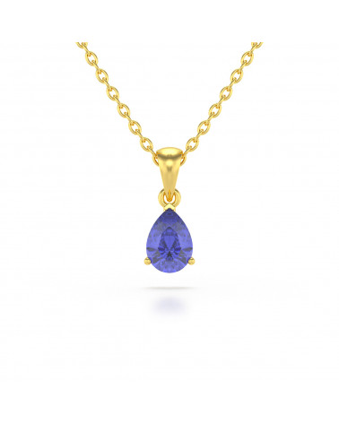 Gold Tanzanite Diamonds Necklace Pendant Gold Chain included ADEN - 1