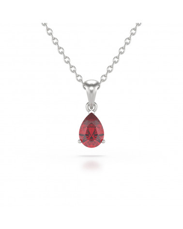 925 Silver Ruby Necklace Pendant Chain included ADEN - 1