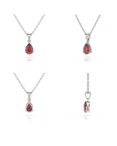 925 Silver Ruby Necklace Pendant Chain included ADEN - 2